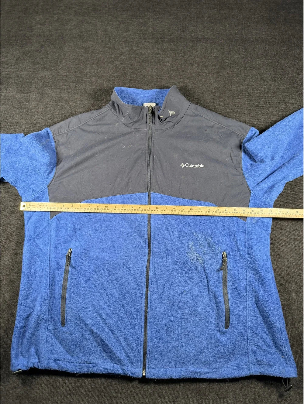 Columbia Blue and Gray Fleece Jacket with Zip Pockets 3xl
